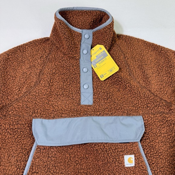 Carhartt Sherpa Fleece 1/4 Snap Pullover Womens Medium Kangaroo Pocket Warm NWT - Picture 2 of 16